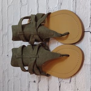 Jessica Simpson Faux Suede Thong Flat Sandals With Cork Sole New